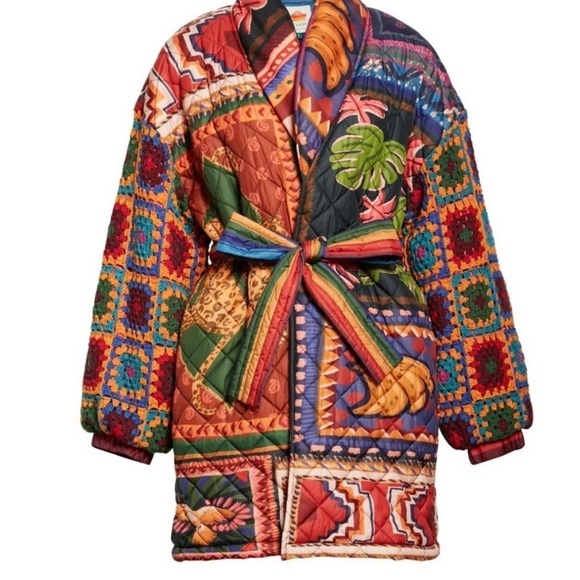 Patchwork tapestry crochet puffer jacket - Picture 6 of 7